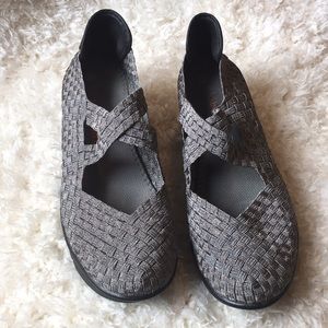 Bernie Mev metallic Mary Jane crosses straps